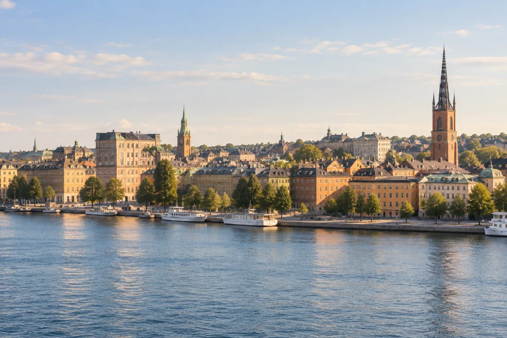 Stadsvy över Stockholm från vattnet